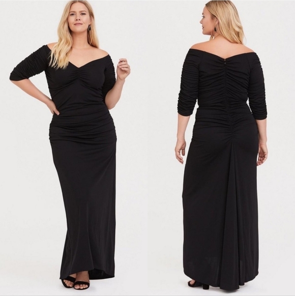 torrid Dresses & Skirts - NWT Torrid Black Maxi Jersey Off Shoulder Dress Size 1X